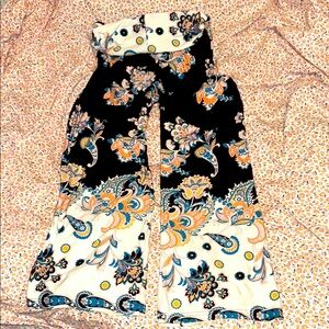 White Mark Multicolor Floral Paisley Wide Leg Pants